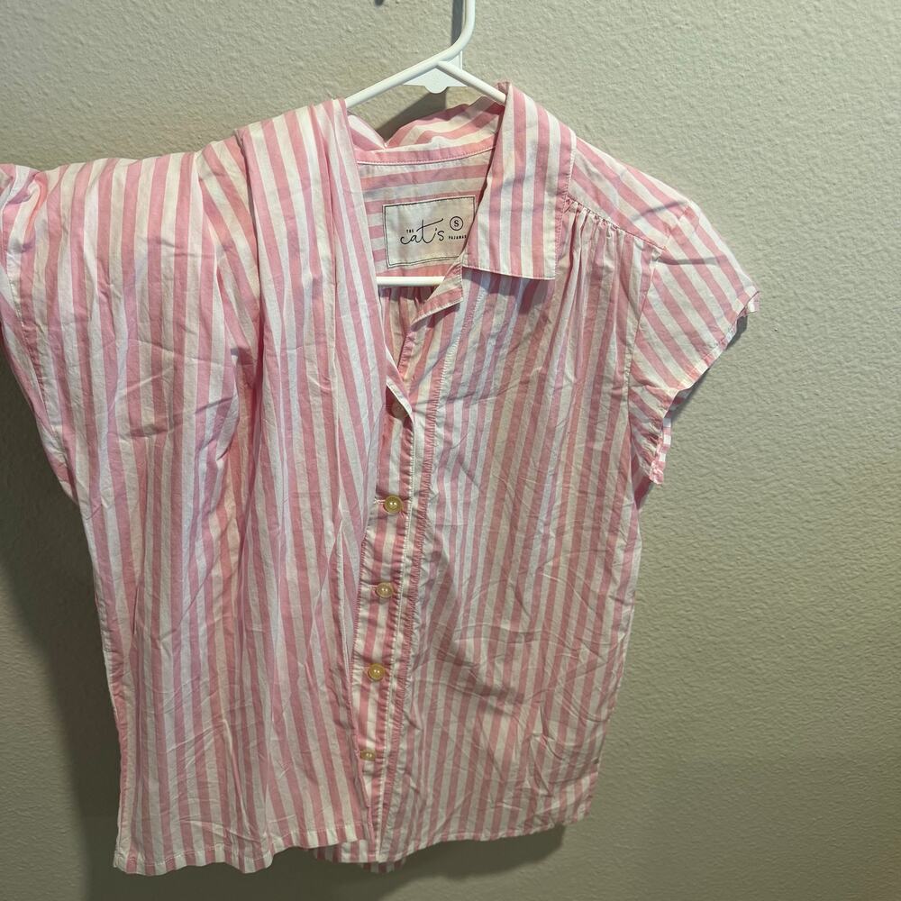 The Cat's Pajamas Classic Stripe Luxe Cotton Pajama Set, Size S